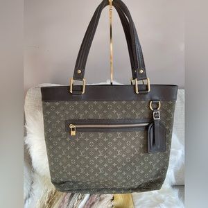 RARE EUC Louis Vuitton Green LV Monogram Mini Lin Lucille GM with Dust bag